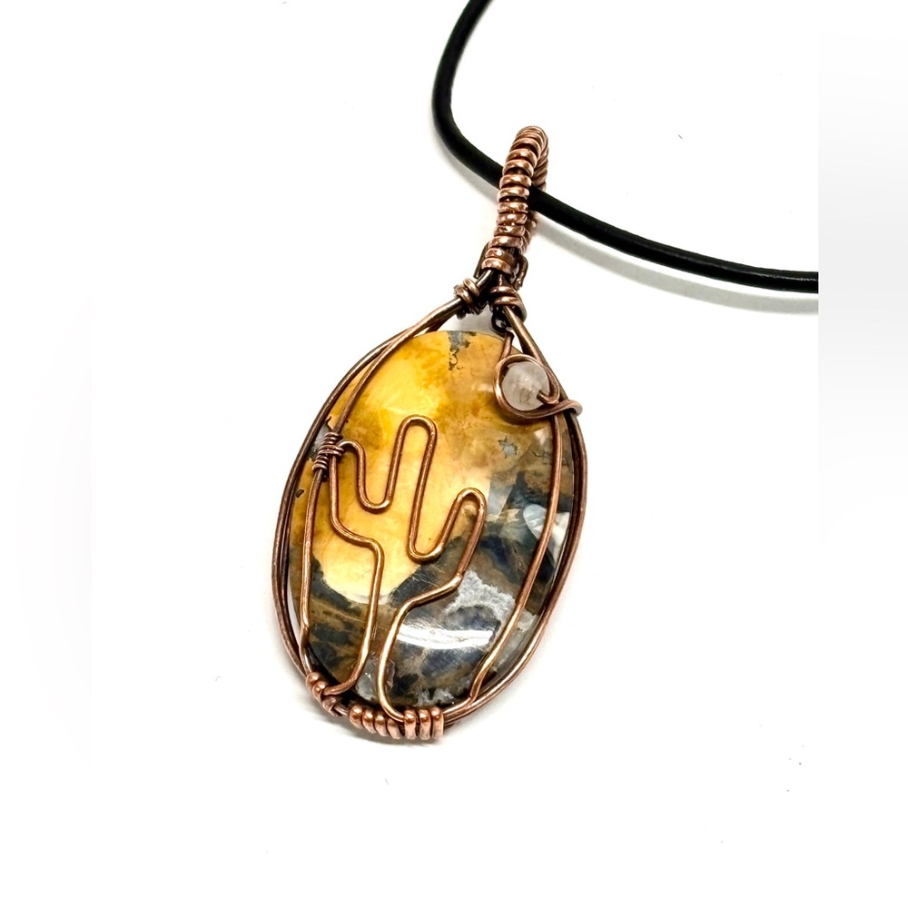 HAND CRAFTED Maligano Jasper Wire Wrapped Copper Southwestern Necklace Jewelry